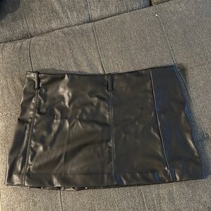 Divided Black Faux Leather Mini Skirt